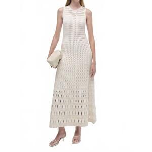 white christmas dresses Simkhai Women's Knitted Chessie Metallic Plisse Midi Dress in Gold, Size Large main image 1
